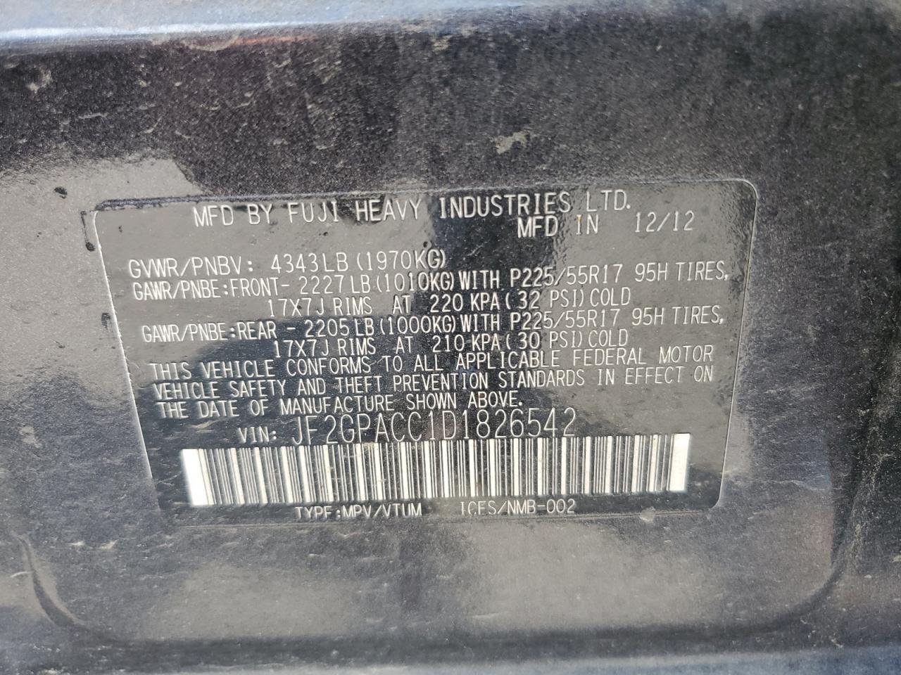 jf2gpacc1d1826542 JF2GPACC1D1826542 2013 Subaru Xv Crosstrek 2.0 Premium
