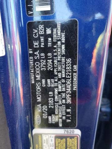 3KPF34AD6LE218336 KIA Forte Gt Line