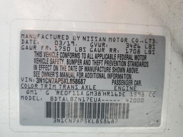 3N1CN7AP5KL858687 Nissan Versa S 12