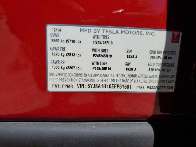 5YJSA1H10EFP61581 Tesla MODEL S