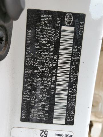 2018 TOYOTA 5FBCH25 4T1B11HK4JU591599