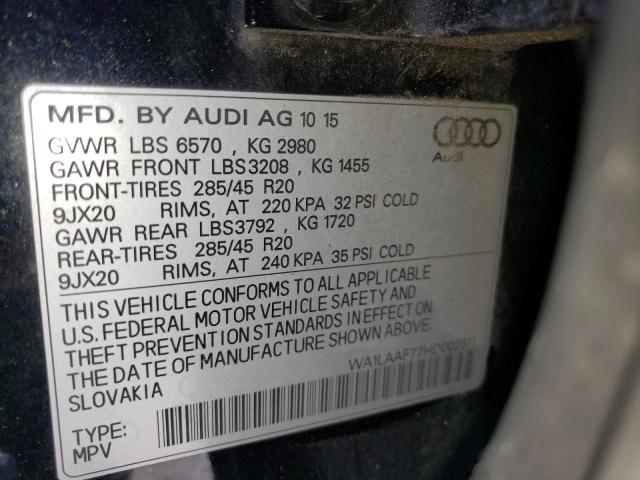 WA1LAAF77HD002511 2017 AUDI Q7, photo no. 12