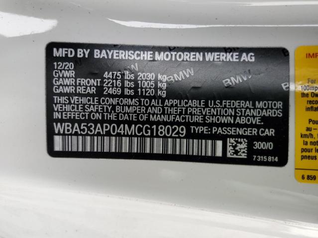 WBA53AP04MCG18029 BMW 430I