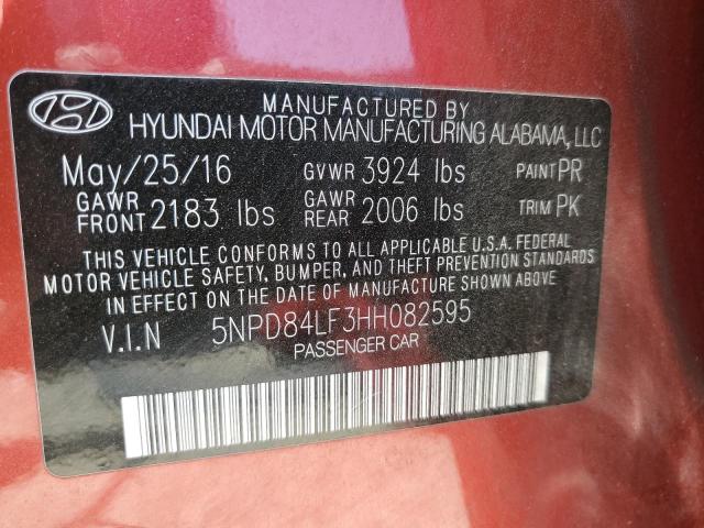 5NPD84LF3HH082595 Hyundai ELANTRA SE