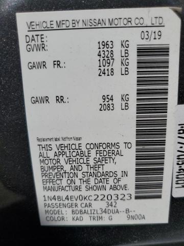 1N4BL4EV0KC220323 Nissan ALTIMA SL