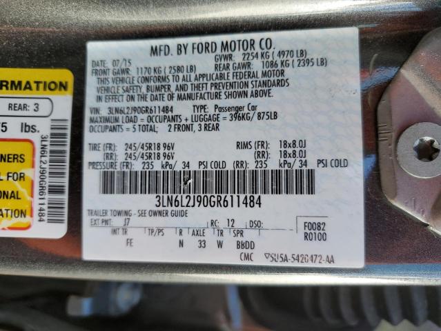 3LN6L2J90GR611484 Lincoln MKZ