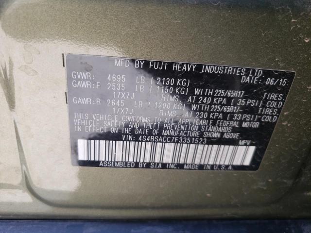 4S4BSACC7F3351523 Subaru Outback 2.5i Premium