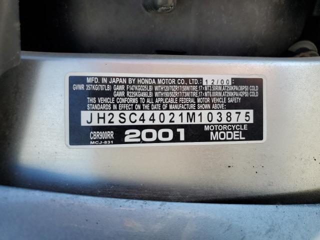 2001 HONDA CBR900 RR JH2SC44021M103875