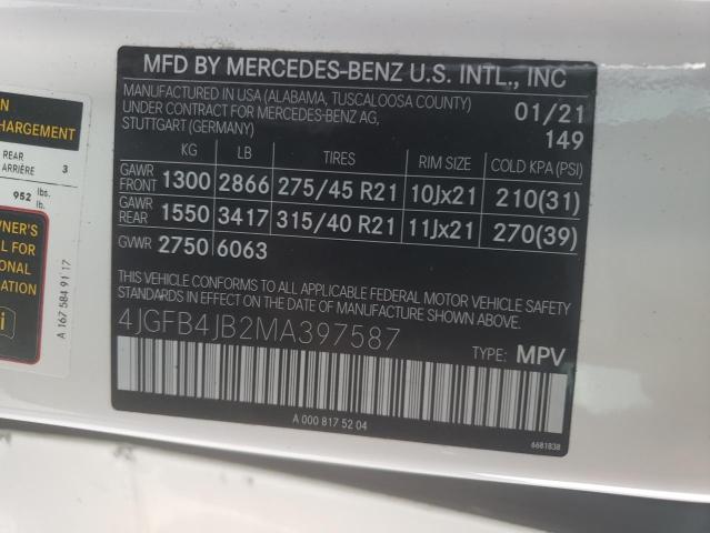 4JGFB4JB2MA397587 2021 MERCEDES-BENZ GLE-CLASS, photo no. 13