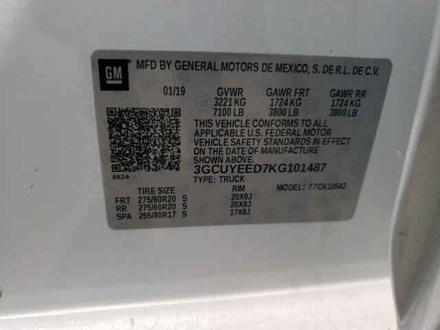 2019 CHEVROLET SILVERADO - 3GCUYEED7KG101487