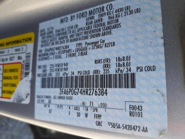 3FA6P0G74HR276384 Ford FUSION S