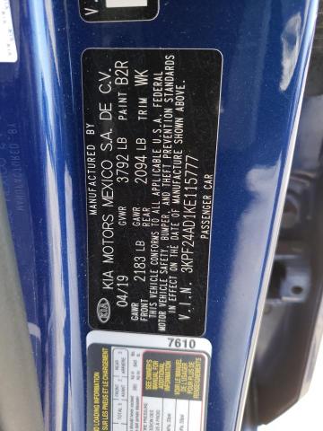 3KPF24AD1KE115777 KIA FORTE FE