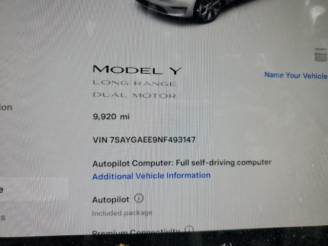 7SAYGAEE9NF493147 Tesla Model Y