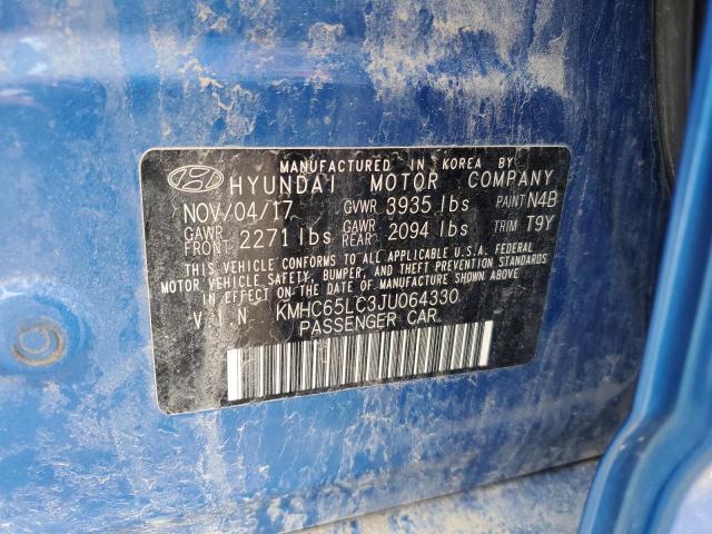 2018 HYUNDAI IONIQ BLUE - KMHC65LC3JU064330