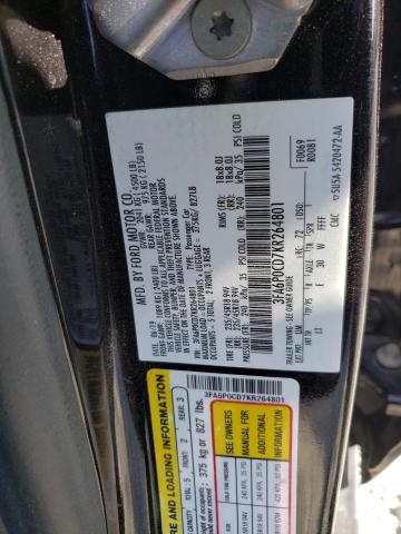 3FA6P0CD7KR264801 2019 FORD FUSION, photo no. 12