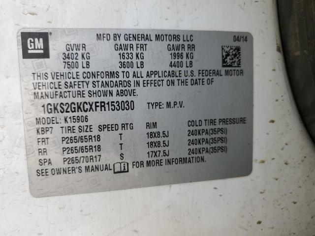 1GKS2GKCXFR153030 GMC Yukon Xl K1500 Sle