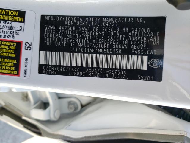4T1G11AK1MU580158 Toyota CAMRY SE