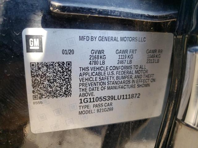 1G1105S39LU111872 | 2020 CHEVROLET IMPALA PRE