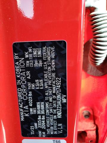 KNDJ23AU3N7174922 KIA SOUL LX