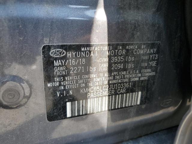 2018 HYUNDAI IONIQ BLUE - KMHC65LC2JU103361