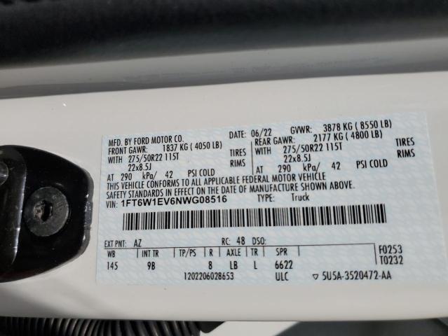 2022 FORD F150 LIGHT 1FT6W1EV6NWG08516