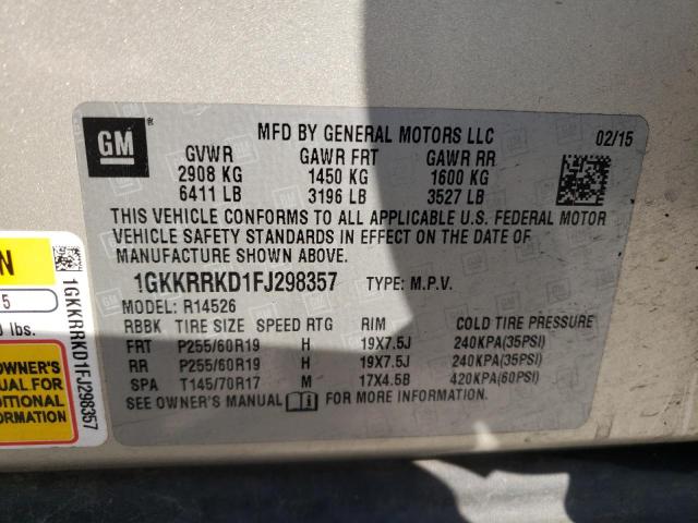 1GKKRRKD1FJ298357 GMC Acadia Slt-1