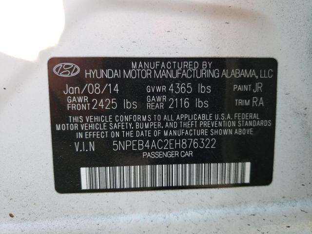 5NPEB4AC2EH876322 Hyundai SONATA GLS