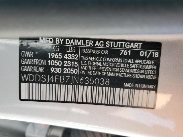 WDDSJ4EB7JN635038 Mercedes-Benz CLA 250