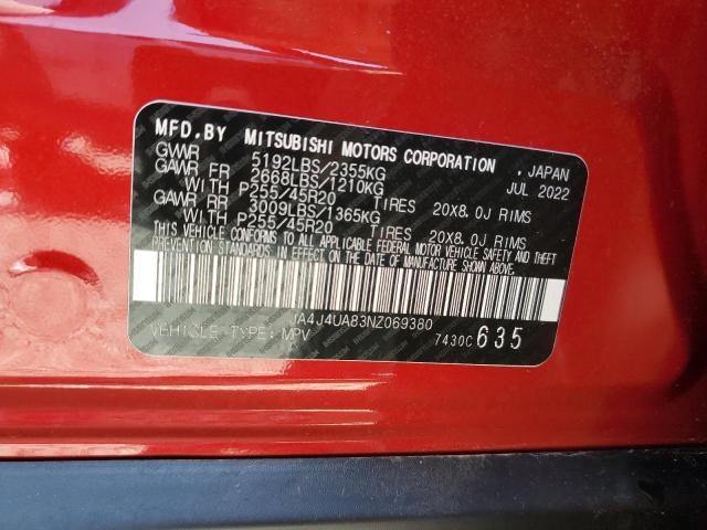 2022 MITSUBISHI OUTLANDER - JA4J4UA83NZ069380