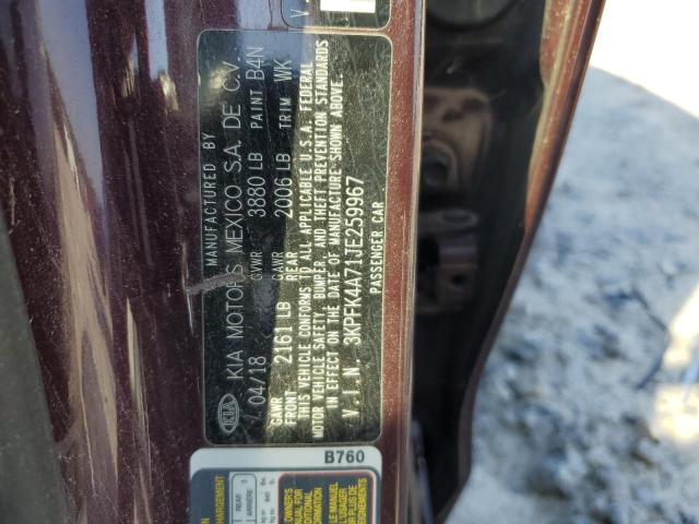 3KPFK4A71JE259967 2018 KIA FORTE