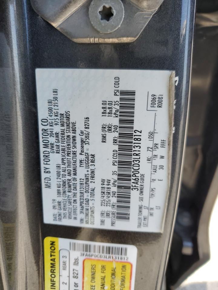 3FA6P0CD3LR131812 FORD FUSION 2020