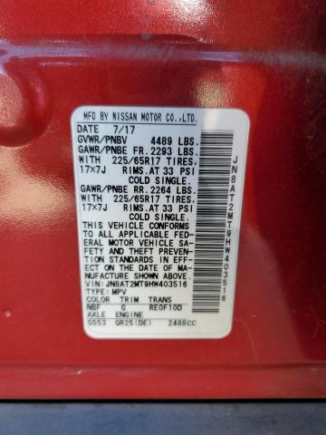 JN8AT2MT9HW403516 Nissan ROGUE S