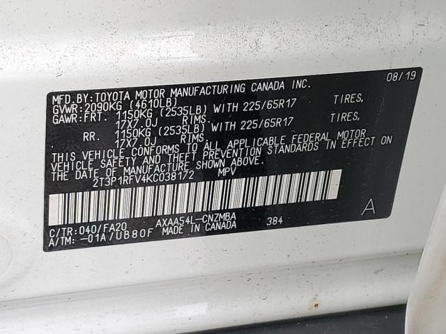 2019 TOYOTA RAV4 XLE - 2T3P1RFV4KC038172