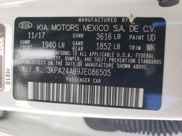 3KPA24AB9JE086505 KIA RIO LX