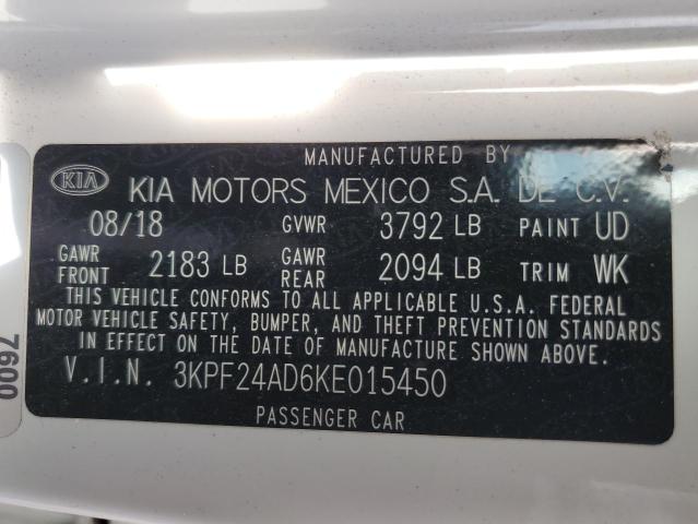 3KPF24AD6KE015450 KIA FORTE FE