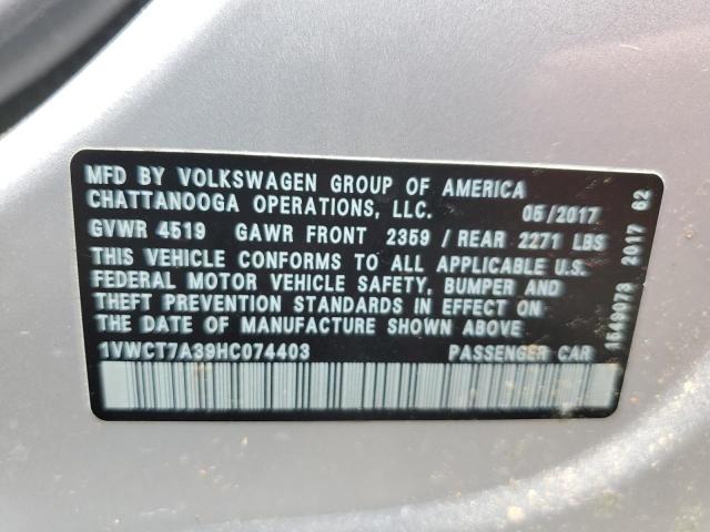 2017 VOLKSWAGEN PASSAT SEL - 1VWCT7A39HC074403