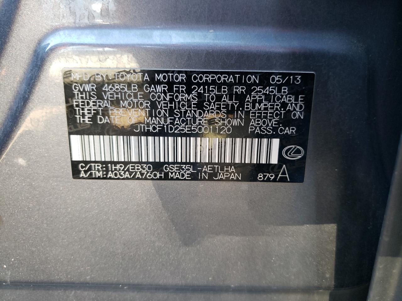 JTHCF1D25E5001120 2014 Lexus Is 250