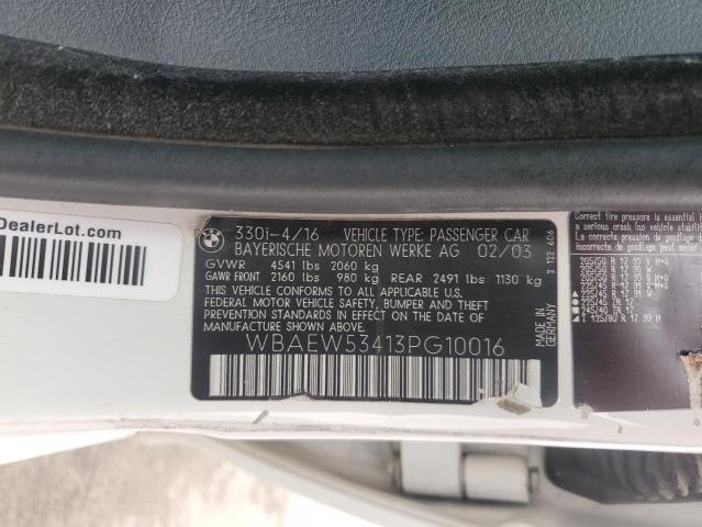 2003 BMW 330 Xi VIN: WBAEW53413PG10016 Lot: 58368363