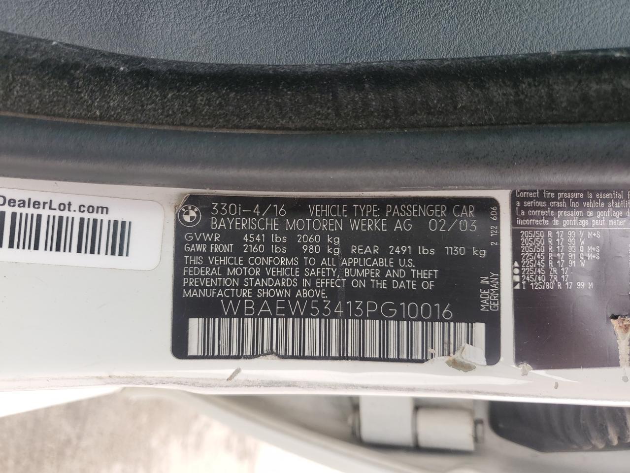 WBAEW53413PG10016 2003 BMW 330 Xi