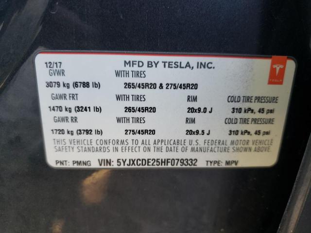 5YJXCDE25HF079332 Tesla MODEL X