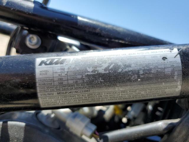 2022 KTM 390 DUKE - MD2JPJ401NC233983