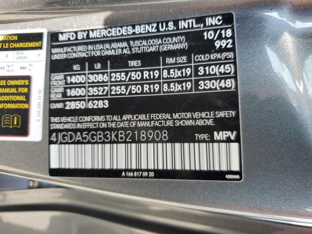 4JGDA5GB3KB218908 2019 MERCEDES-BENZ GLE-CLASS, photo no. 13