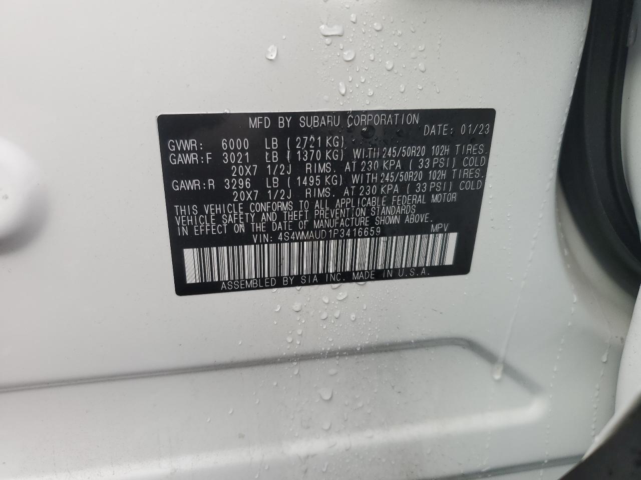 4S4WMAUD1P3416659 2023 Subaru Ascent Limited