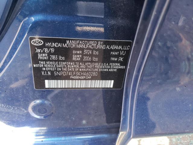 5NPD74LF3KH460280 Hyundai Elantra SE 12