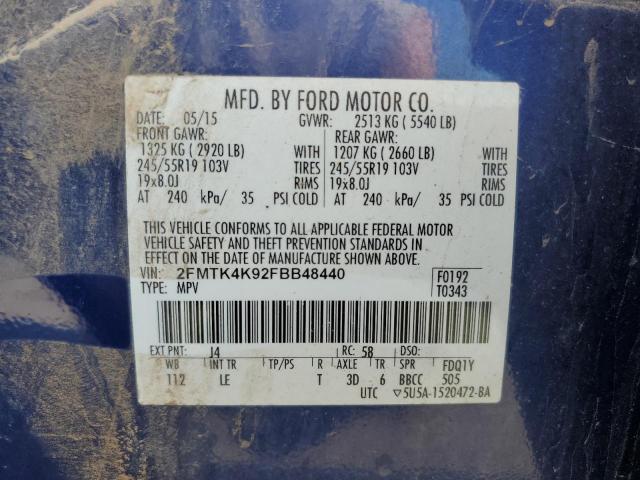 2FMTK4K92FBB48440 2015 FORD EDGE, photo no. 13