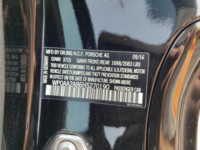 2017 PORSCHE CAYMAN - WP0AA2A86HS270190