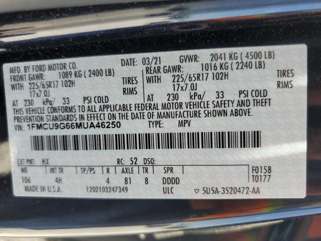 1FMCU9G66MUA46250 Ford ESCAPE SE