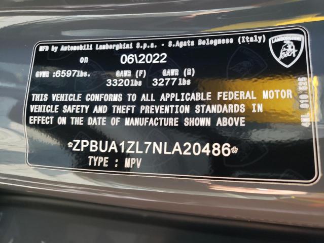 2022 LAMBORGHINI URUS ZPBUA1ZL7NLA20486