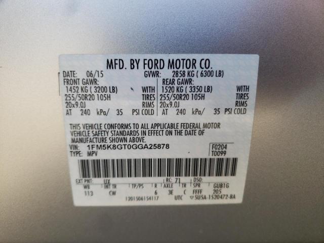 1FM5K8GT0GGA25878 Ford EXPLORER SPORT