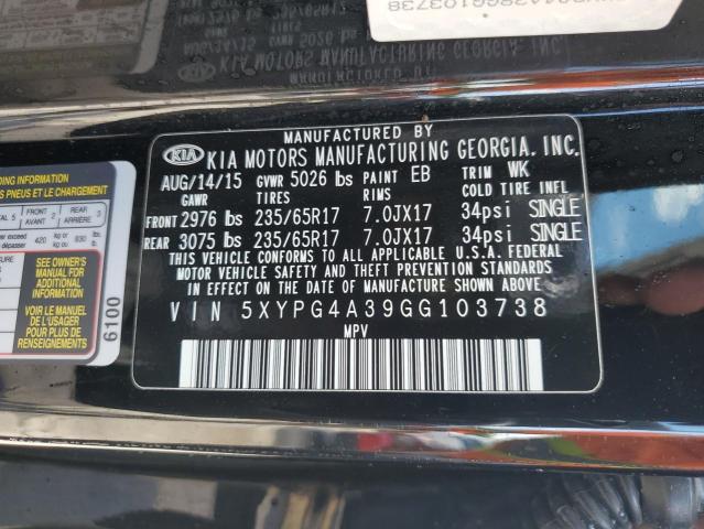 5XYPG4A39GG103738 KIA SORENTO LX